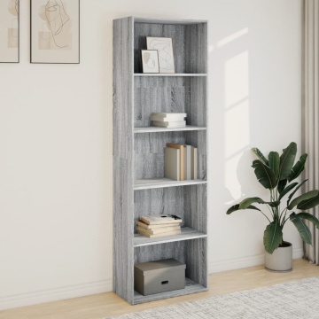 Bibliotecă, gri sonoma, 60x30x189 cm, lemn prelucrat - Img 3