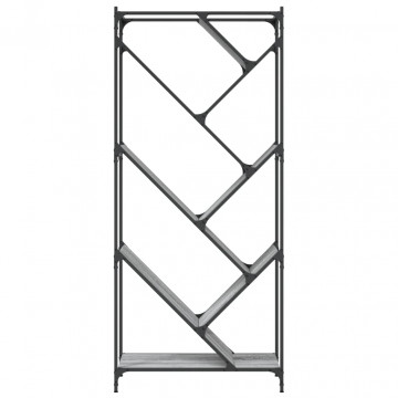 Bibliotecă, gri sonoma, 79x30x180 cm, lemn prelucrat/metal - Img 8