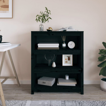 Bibliotecă, negru, 80x35x97 cm, lemn masiv de pin - Img 1