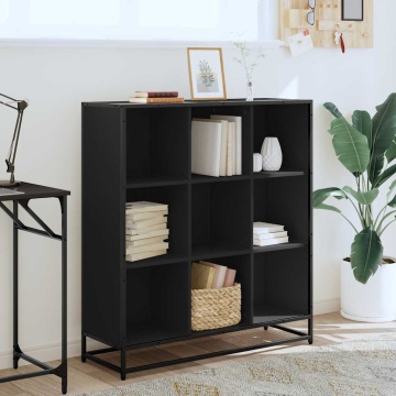 Bibliotecă, negru, 97,5x33x107,5 cm, lemn prelucrat și metal - Img 3