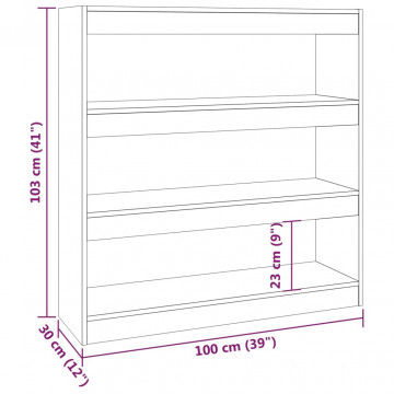 Bibliotecă/Separator cameră, alb, 100x30x103 cm - Img 6