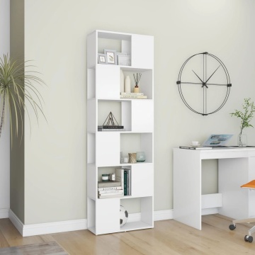 Bibliotecă/Separator cameră, alb, 60x24x186 cm - Img 3