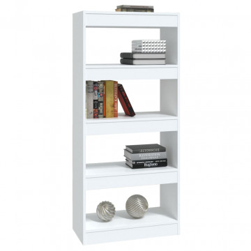 Bibliotecă/Separator cameră, alb, 60x30x135 cm, lemn prelucrat - Img 4