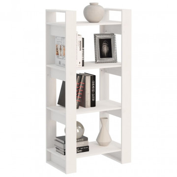 Bibliotecă/Separator cameră,alb, 60x35x125 cm, lemn masiv pin - Img 8