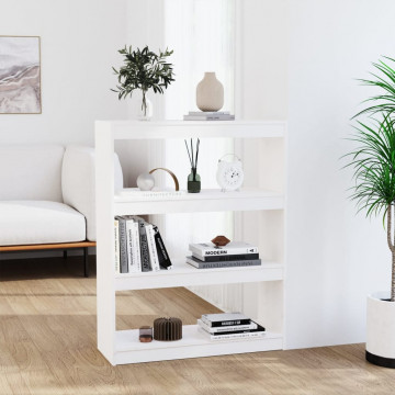 Bibliotecă/Separator cameră alb, 80x30x103,5 cm, lemn masiv pin - Img 1