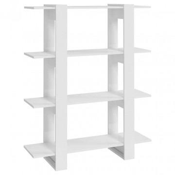 Bibliotecă/Separator cameră, alb extralucios, 100x30x123,5 cm - Img 2