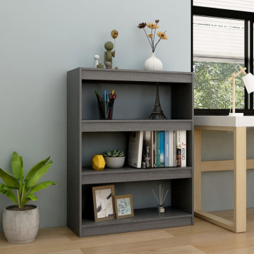 Bibliotecă/Separator cameră, gri, 100x30x103 cm, lemn masiv pin - Img 1
