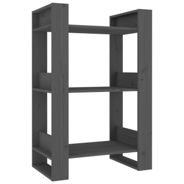 Bibliotecă/Separator cameră, gri, 60x35x91 cm, lemn masiv pin - Img 2