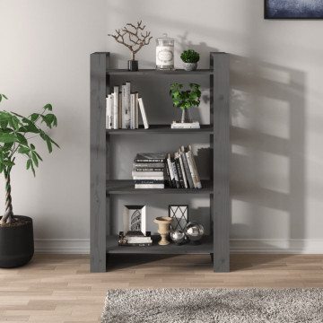 Bibliotecă/Separator cameră, gri, 80x35x125 cm, lemn masiv pin - Img 3