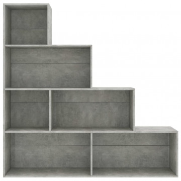 Bibliotecă/Separator cameră, gri beton, 155x24x160 cm, PAL - Img 4