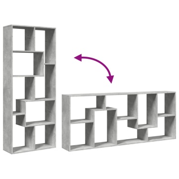 Bibliotecă/separator cameră gri beton 67x25x161,5 cm lemn - Img 7