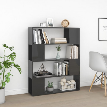 Bibliotecă/Separator cameră, gri extralucios, 100x24x124 cm - Img 3