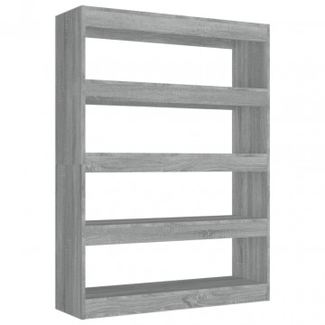 Bibliotecă/Separator cameră, gri sonoma, 100x30x135 cm - Img 2
