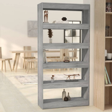 Bibliotecă/Separator cameră, gri sonoma, 80x30x166 cm, PAL - Img 1