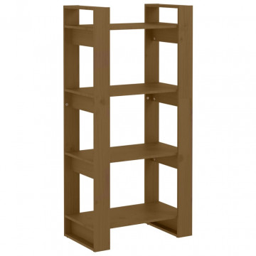 Bibliotecă/Separator cameră maro miere 60x35x125 cm lemn masiv - Img 2