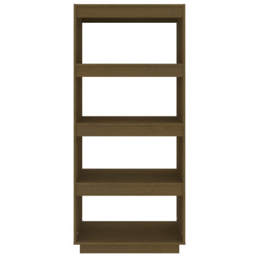 Bibliotecă/Separator cameră, maro miere, 60x35x135 cm lemn pin - Img 8