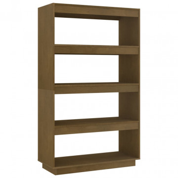 Bibliotecă/Separator cameră, maro miere, 80x35x135 cm lemn pin - Img 2