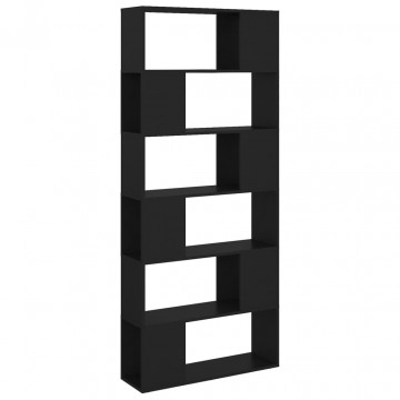 Bibliotecă/Separator cameră, negru, 80x24x186 cm, PAL - Img 2