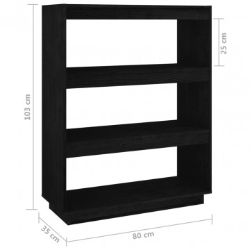 Bibliotecă/Separator cameră, negru, 80x35x103cm, lemn masiv pin - Img 7