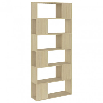 Bibliotecă/Separator cameră, stejar sonoma, 80x24x186 cm, PAL - Img 2