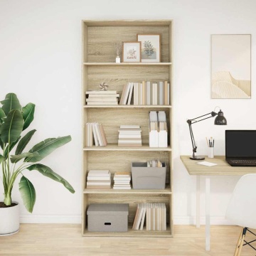 Bibliotecă, stejar sonoma, 80x30x189 cm, lemn prelucrat - Img 2