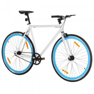 Bicicletă cu angrenaj fix, alb și albastru, 700c, 55 cm - Img 2