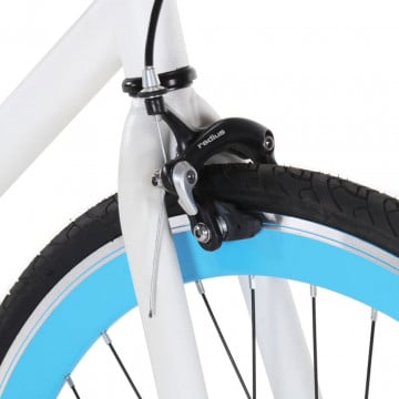 Bicicletă cu angrenaj fix, alb și albastru, 700c, 59 cm - Img 4