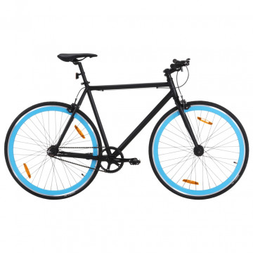 Bicicletă cu angrenaj fix, negru și albastru, 700c, 59 cm - Img 1
