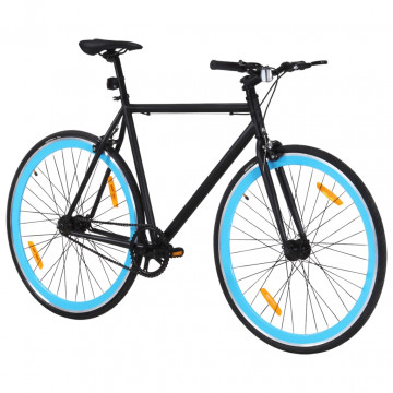 Bicicletă cu angrenaj fix, negru și albastru, 700c, 59 cm - Img 2
