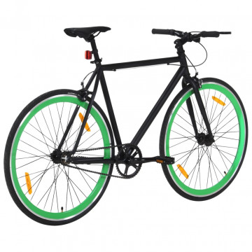 Bicicletă cu angrenaj fix, negru și verde, 700c, 55 cm - Img 3