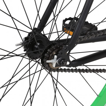 Bicicletă cu angrenaj fix, negru și verde, 700c, 55 cm - Img 6