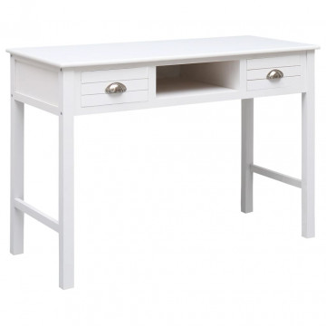 Birou, alb, 108x45x76 cm, lemn masiv de paulownia - Img 1