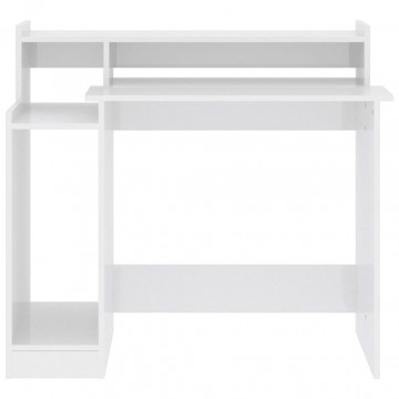 Birou cu lumini LED alb extralucios 97x90x45 cm lemn compozit - Img 7