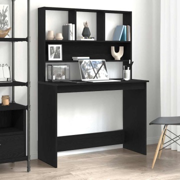 Birou cu rafturi, stejar negru, 102x45x148 cm, lemn prelucrat - Img 1