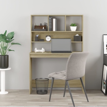Birou cu rafturi, stejar sonoma, 102x45x148 cm, lemn compozit - Img 3