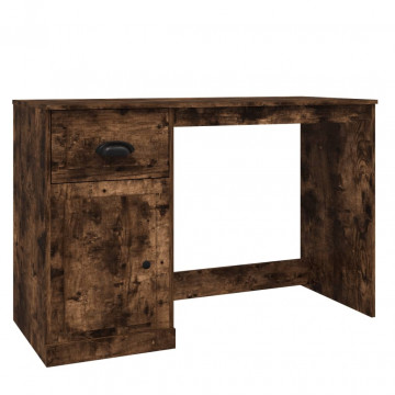 Birou cu sertar, stejar fumuriu, 115x50x75 cm, lemn prelucrat - Img 2