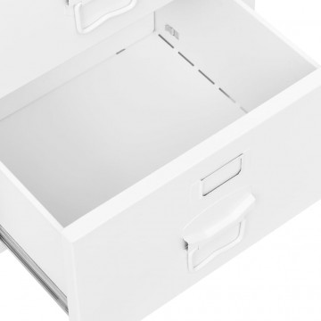 Birou cu sertare, alb, 105x52x75 cm, oțel, industrial - Img 5