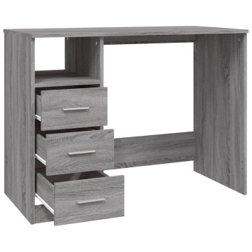 Birou cu sertare gri sonoma 102x50x76 cm lemn prelucrat - Img 6