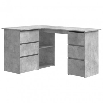 Birou de colț, gri beton, 145 x 100 x 76 cm, PAL - Img 2