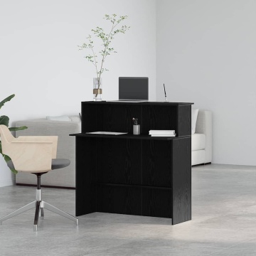 Birou de recepție negru 100x50x103,5 cm Lemn prelucrat - Img 4