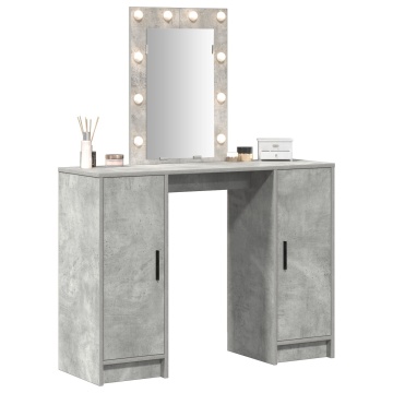 Birou de toaletă cu lumini LED Gri beton 102x33x135 cm - Img 3