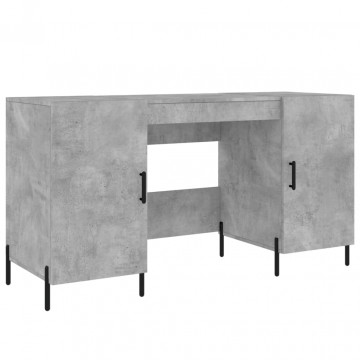 Birou, gri beton, 140x50x75 cm, lemn compozit - Img 2