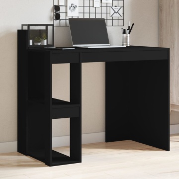 Birou, negru, 103,5x56,5x94 cm, lemn prelucrat - Img 1