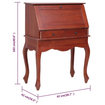 Birou secretar, maro, 78 x 42 x 103 cm, lemn masiv de mahon - Img 6