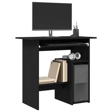 Birou Stejar negru 80x45x74 cm Lemn prelucrat - Img 4
