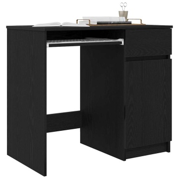 Birou Stejar negru 86x49x76 cm Lemn prelucrat - Img 4