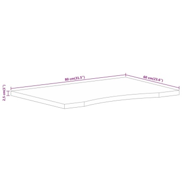 Blat birou cu decupaj curbat 80x60x2,5 cm lemn masiv mango brut - Img 7