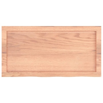 Blat de baie, maro deschis, 80x40x(2-4) cm, lemn masiv tratat - Img 4