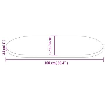 Blat de masă, 100x50x2,5 cm, lemn masiv de pin, oval - Img 6