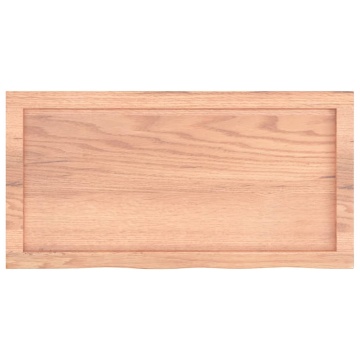 Blat de masă maro 80x40x(2-4) cm, lemn masiv stejar tratat - Img 4
